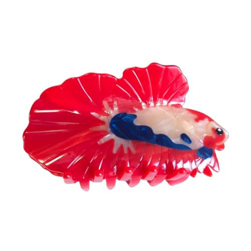 Novelty Aquatic Animals Hair Clips,Fighting Fish Hair Clip,Cellulose Acetate Hair Clips,Big Claw Clips for Women