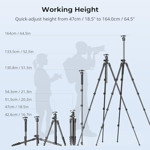 Image of SmallRig CT25 64.5 inch /164cm Horizontal Overhead Tripod for iPhone & Camera, with Phone Holder & Carrying Bag, 22lb Max Load Aluminum Lightweight Camera Tripod for Overhead Shots /Live Streaming