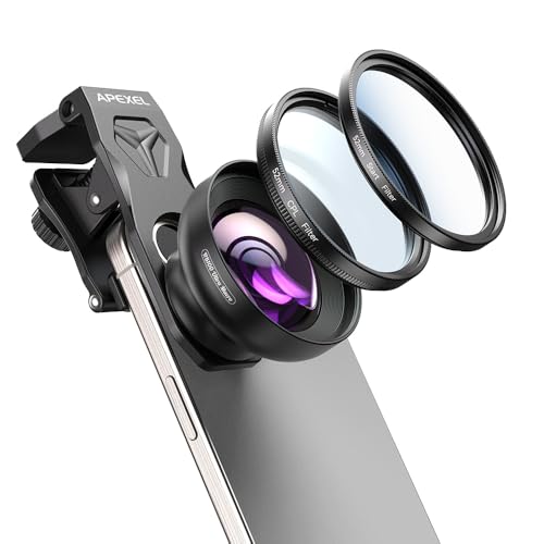 APEXEL HB100 Ultra HD Mobile Phone Macro Lens with 52 mm CPL & Star Filter, F1.05 Aperture & AF Coating, Mobile Phone Camera Lens Suitable for iPhone, Samsung, Pixel and Other Smartphones