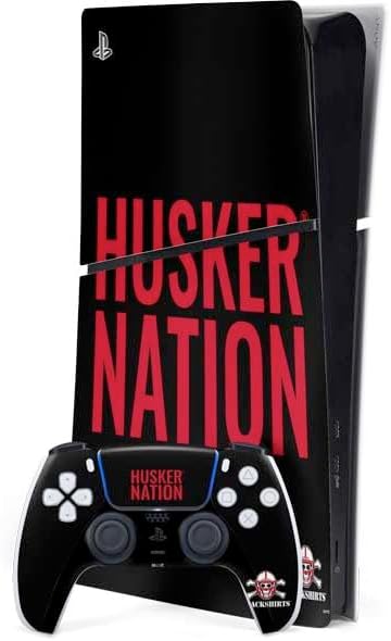 Skinit Decal Gaming Skin Compatible with PS5 Slim Digital Edition Bundle - Officially Licensed University of Nebraska Blackshirts Design