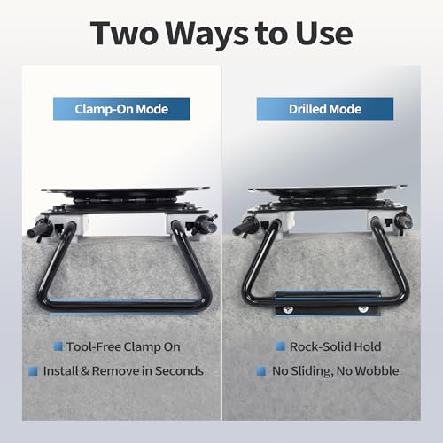 MANUMARINE Clamp On Boat Seat Swivel Base Mount, Adjustable 7.5"–18" Pedestal Clamp, Fits Jon, Fishing, Bass Boats, Kayaks & Skiffs with Bench, Powder-Coated Galvanized Steel by MANUMARINE - Image 4