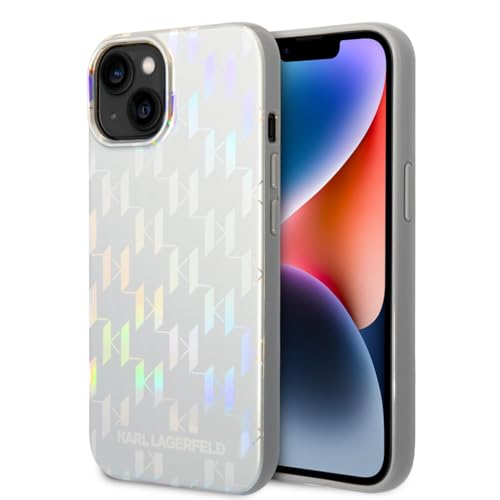 Karl Lagerfeld KLHCP14MLGMMSV3 Coque Rigide pour iPhone 14 Plus 6,7" Monogramme Iridescent Argenté/argenté