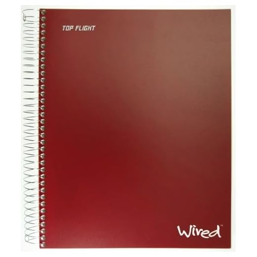 Top Flight Wired 5-Subject Wirebound Notebook with 8 Pockets, 160 Sheets, College Rule, 11 x 8.875 Inches, 1 Notebook, Cover May Vary (33182)