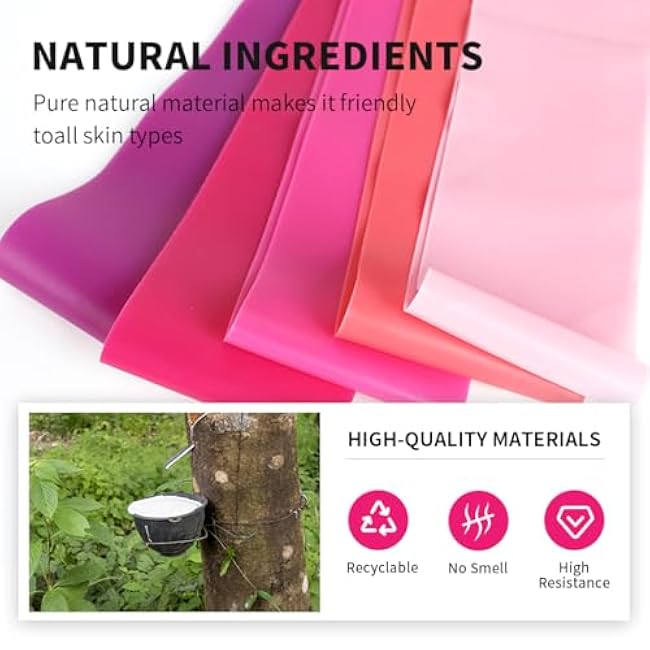 Stretch Bands for Working Out Women or Men, Exercise Bands Set for Physical Therapy, Yoga, Pilates, 5 Pcs Resistance Bands