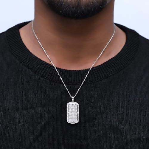 Dog Tag Pendant Charm for Men 1 3/8 Cttw Round Natural or Lab Grown Diamond Army Soldiers Creed Dog Tag Pendant in 10K Solid Gold and 925 Sterling Silver Jewelry for Him2