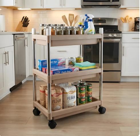 Space Saving Storage Organizer Rack with Strong Frame, Multi Purpose Shelf Unit for Home Organization and Storage Needs