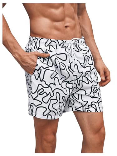 OYOANGLE Men's Graphic Print Drawstring Waist Shorts Summer Causal Swimwear with Pockets4
