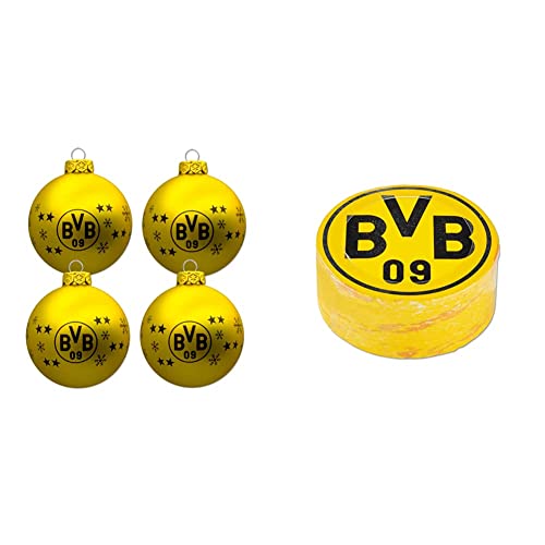 BVB Weihnachtskugeln 22 Borussia Dortmund BVB-Christbaumkugeln (4er Set) Dekoration, gelb, one...
