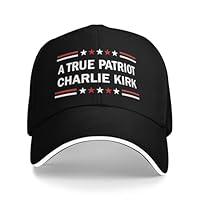 A True Patriot Charlie Kirk Sandwich Hats Adjustable Baseball Cap Unisex Black