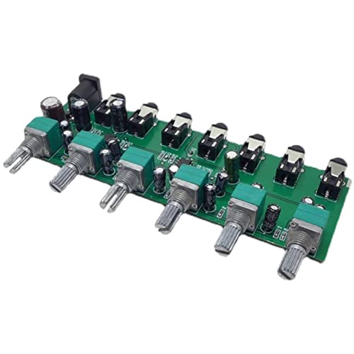 Lizusidtsy 6 Ways Stereo Mixer Audio Distributor Mixing Board with Volume Control DC5-24V 1PC 6 Inputs 1 Output