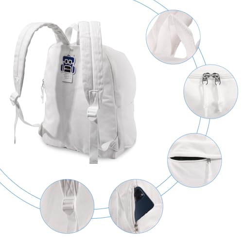 Image of DIY Canvas Backpack White Backpack Large Casual Daypack Satchel Laptop Backpack Unisex, standard