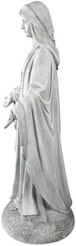 Design Toscano VG55436 Madonna of Notre Dame Religious Garden Decor Statue, 91 cm, Polyresin, Antique Stone