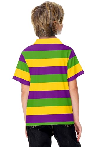Image of AOBUTE Kids 4th of July Polo American Flag Short Sleeve Button Down Shirts Tops 3-14 Years
