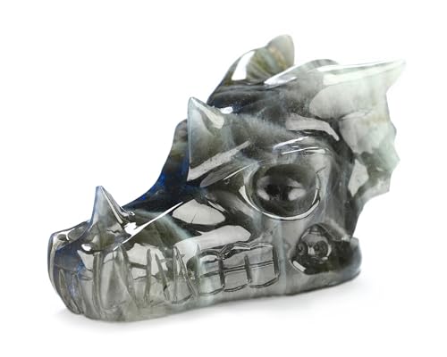 Cráneo Dragón de Cristal Labradora de 2 pulgadas tallado a mano miniatura 2