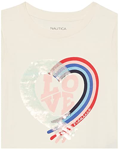 Image of Nautica Girls Short Sleeve Legacy T-Shirt with Flip Sequin Design, Cotton Tee with Tagless Interior