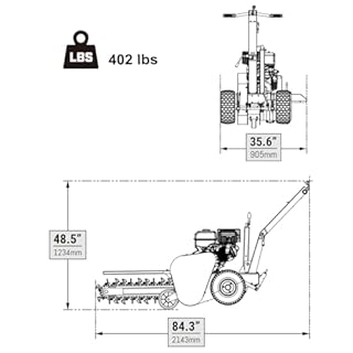 MechMaxx 420cc 15HP E-Start Gas Powered Cable Ditching Trencher, 24'' Trench Depth, 27pcs Carbide Alloy High-Pressure Teeths, TCR1500 (Red)