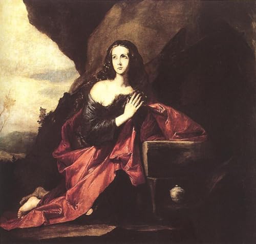 Tableau Marie Madeleine dans le désert Ribera impression d'art mural vintage 60x90cm
