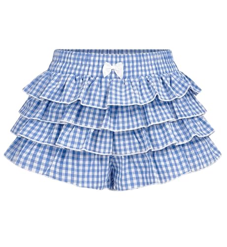 Image of Cute Bloomers Shorts for Women Y2k Ruffle Gingham Bottoms Low Rise Lounge Boy Shorts Plaid Mini Pj Boxers