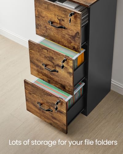 Image of VASAGLE 3 Drawer File Cabinet with Locks, for A4, Letter Sized Documents