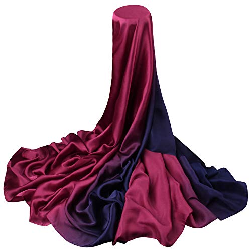 Foulard en soie bicolore écharpe dame serviette de plage grand châle satin