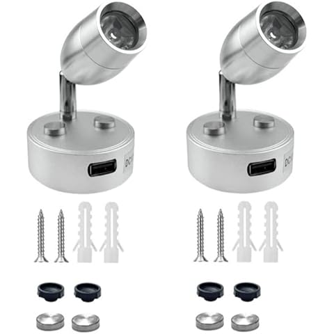 MAKUANG 2Pcs 12V LED Spot Reading Light RV Reading Lamp Interior Warm Lights 180° Angle Adjustment Bedside Wall Light for Camper Caravan Boat Motorhome Van Trailer Truck ON/OFF Switch (ON/OFF Switch) Cover