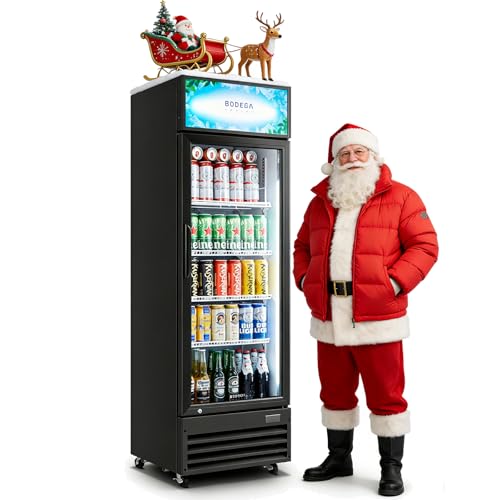 Image of BODEGA COOLER 9 Cu. Ft Commercial Merchandiser Refrigerator with Glass Door & LED Light | Energy-Saving Beverage Display refrigerator, 32°F-50°F Temp, 4 Adjustable Shelves, Lock for Office/Bar/Kitchen
