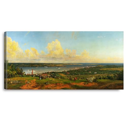 A&T ARTWORK The Narrows from Staten Island by Jasper Francis Cropsey The World Classic Art Reproductions, Giclee Canvas Prints Wall Art for Home Decor, 36X18 inches