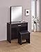 Coaster Home Furnishings Harvey Contemporary 3-Piece Vanity Desk Makeup Table Set with Storage Mirror and Vanity Stool Cappuccino 300289