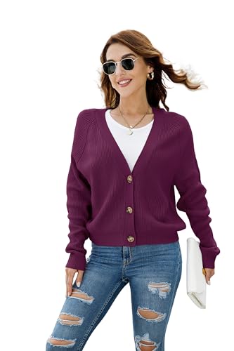 Image of TASAMO Womens Cardigan Sweaters 2026 Fall Cropped Lightweight Sweater