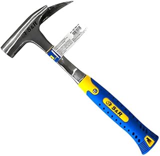 S&R Latthammer 600 g mit Fiberglasstiel, magnetischer Nagelhalter, geschmiedeter Edelstahl C50, rutschfester Griff