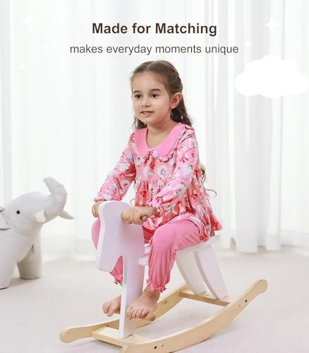 Image of Toddler Girls' Clothes-Viscose from Bamboo, Long Sleeve Ruffle Top with Pant Sets for Kids 2Pcs Fall Outfits 2T-6Y