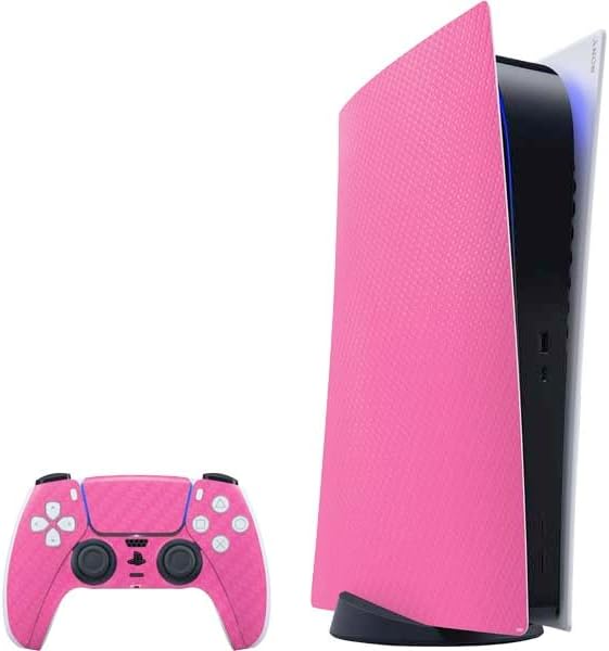Skinit Decal Gaming Skin Compatible with PS5 Digital Edition Bundle - Red Carbon Fiber Specialty Texture Material Design