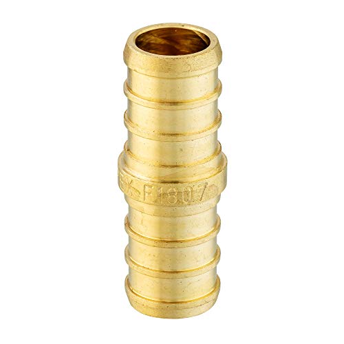 Image of EFIELD Barb Crimp Pex 1 Inch x 1 Inch Coupling Brass Fitting For Pex Tubing Connection-2 Pieces,(PEX1807008)