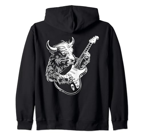 Chitarrista Chitarra - Cow Farmer Breeder Belted Galloway Cattle Felpa con Cappuccio