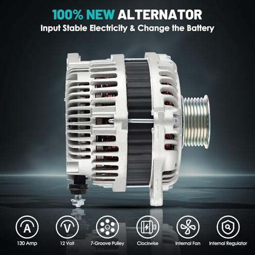 Farrme 0823126796 11341 Car Alternator 12V 130 Amp, 7-Groove Pulley Fit For Nissan Altima 2007-2010/Murano 2009-2014/Maxima 2009-2010/Quest 2011-2017 V6 3.5L Automotive Replacement High Output Alternators thumb #2