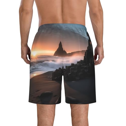 Men's Swim Trunks Quick Dry Board Shorts Mens Bathing Suit Swimsuits Sunrise on Reynisfjara Beach Beach Shorts with Pockets4
