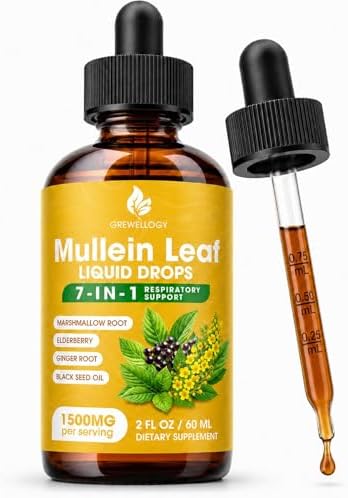Amazon.com: Grewellogy Mullein Drops for Lungs, 7-in-1 1500mg Mullein ...