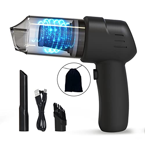 Mini Handheld Vacuum Cleaner Cordless, USB Rechargeable Hand Vacuum Portable Car Vacuum Cleaner with Storage Bag, 9000Pa Strong Suction Vacuum for Home Office Car Cleaning Pet Dog Hair - Black