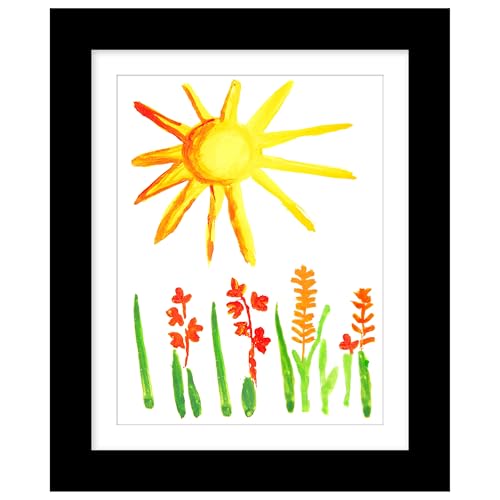 Americanflat A4 Kids Art Frame in Black - Use as 25.5x32 cm without Mount - Picture Frame for Childrens - Front Opening Kids Artwork Display Holds 100 Pieces of Artwork