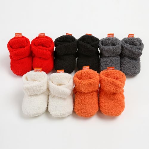 GDSDYM Baby Booties Cozy Fleece Slippers Soft Baby Shoes With Gripper Soles, Winter Warm Infant Newborn Crib Sock Shoes First Walkers3