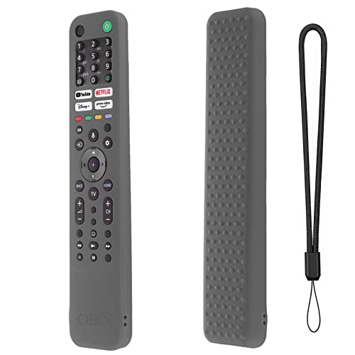Oboe Silicone Full Wrap RMF-TX520P Remote Case for Sony Smart Tv Voice Remote A80J X80J X85J X90J X95J Shockproof Protective Remote Cover with Remote Loop (Dark Grey)