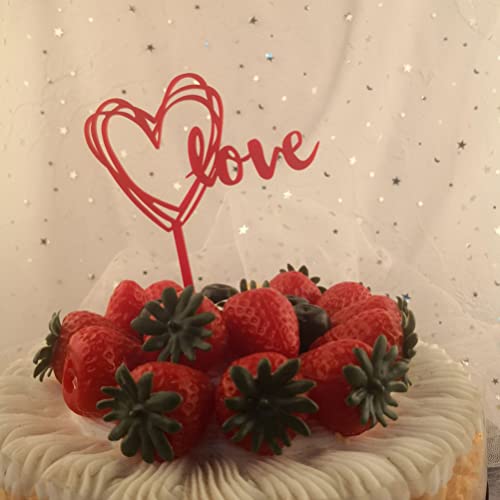 SEWACC 10 Pçs Topo De Bolo Dia Namorados De Coração Decoração Do Bolo Acrílico Vermelho Topos De Bol