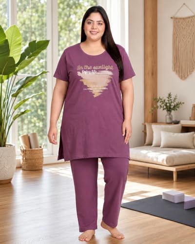 Image of In Love Women's Printed Cotton Plus Size Longline T-Shirt with Pockets | Cotton fabric - soft longline T-shirt with easy plus-size fit