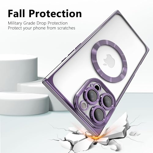 IAIYOXI Rectangle Magnetic Clear Case for iPhone 16 Plus, [Compatible with MagSafe],Soft Plating Phone Case with Full Camera Lens Protection,Anti-Scratch Shockproof Slim Cover, Dark Purple by IAIYOXI - Image 4