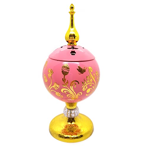 Turíbulo Incensário de Mesa em Metal Rosa e Dourado