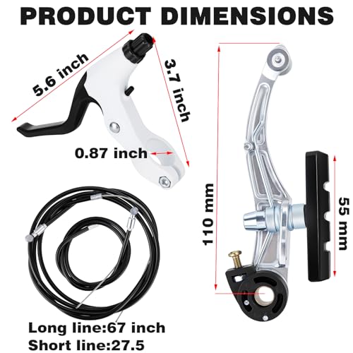 LuckySlycyc V Bike Brakes,Complete Universal Bicycle Brakes,Include V Brakes,Bike Brake Cable,Bike Brake Levers-Tool Wrenches,for Most Mountain Bikes and Road Bikes (Silvery)