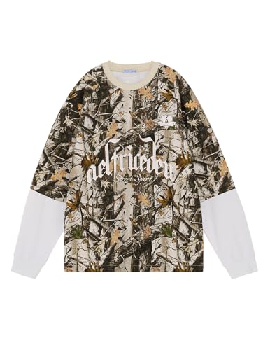 Aelfric Eden Crewneck Sweatshirt Oversized Camo Sweatshirts Men Casual Patchwork Pullover Streetwear Graphic Tops