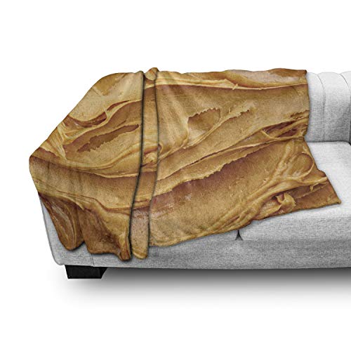 Ambesonne Peanut Butter Throw Blanket, Creamy Peanut Butter Classic American Breakfast Themed Healthy Food Design, Flannel Fleece Accent Piece Soft Couch Cover For Adults, 50" X 70", Pale Brown #TOP2