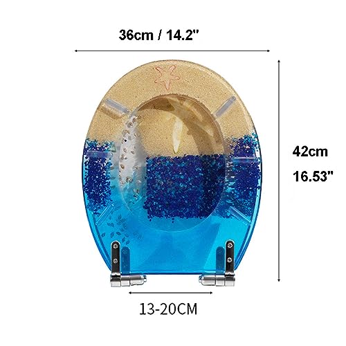 Deska sedesowa, elementy mocujące deskę sedesową Deska sedesowa z żywicy 14,2" x 16,53" Wytrzymała deska sedesowa z cichym zamykaniem, szybkozłąc(H