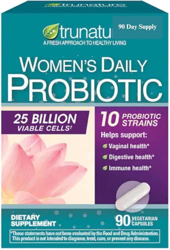 Adventure Home Tru Nature Womens Daily PROBIOTIC 90 Capsules 25 Billion Cells Vegetarian Probiotics for Digestive Health 90 Count 90 Day Supply Shipping in Box